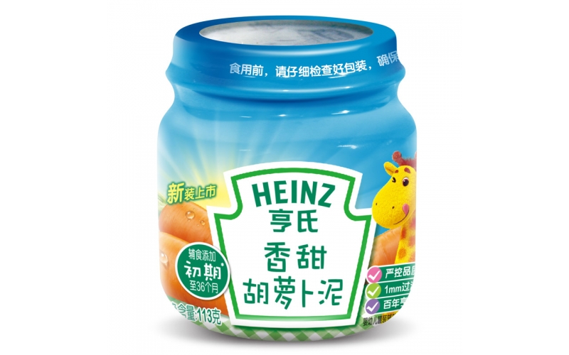 亨氏（Heinz） 嬰兒佐餐泥寶寶營(yíng)養(yǎng)輔食兒童果泥肉泥 香甜胡蘿卜泥113g 正品保障