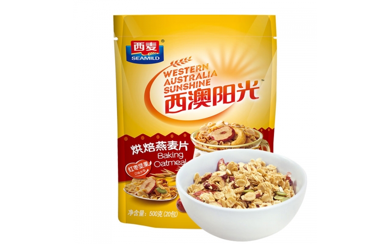 西麥 燕麥片 西澳陽光 營養(yǎng)早餐食品 酸奶好搭檔 即食 冷沖紅棗堅(jiān)果烘焙干脆麥片500g （25-20小袋）獨(dú)立包裝