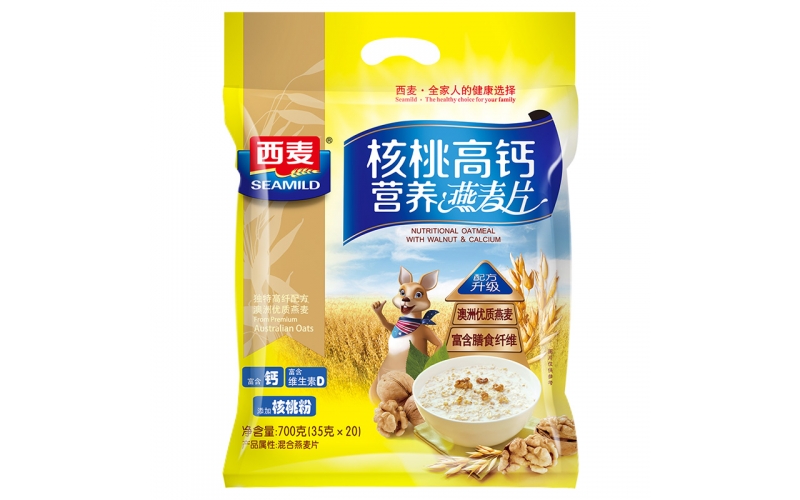 西麥 燕麥片 營養(yǎng)早餐食品 牛奶好搭檔 核桃高鈣營養(yǎng) 谷物代餐麥片700g（35g-20小袋）獨立包裝